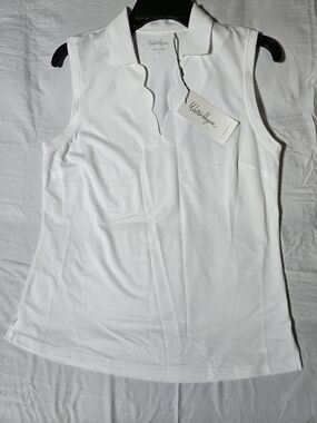 Walter Hagen White Sleeveless Polo Tank with Notch Collar